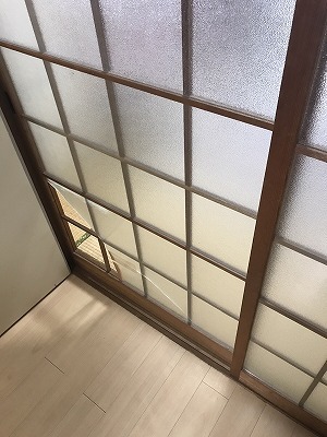 木製建具ガラス交換前